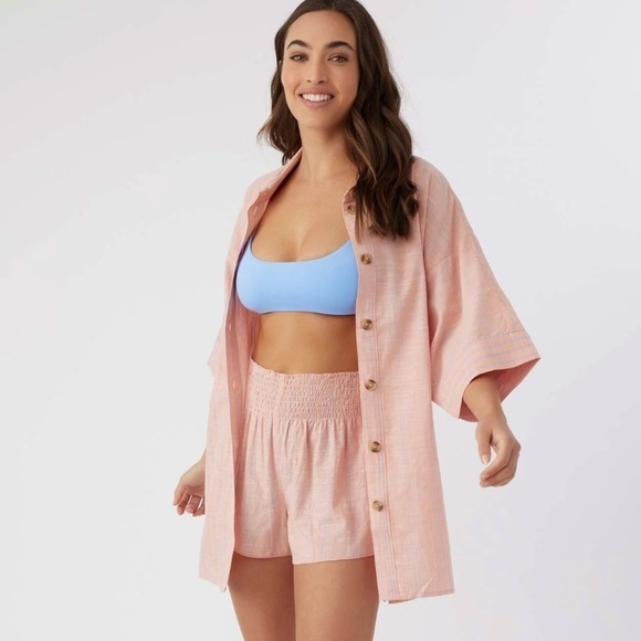 NWT O’Neill Doris Stripe Button Down Oversized Collared Shirt - Picture 2 of 9